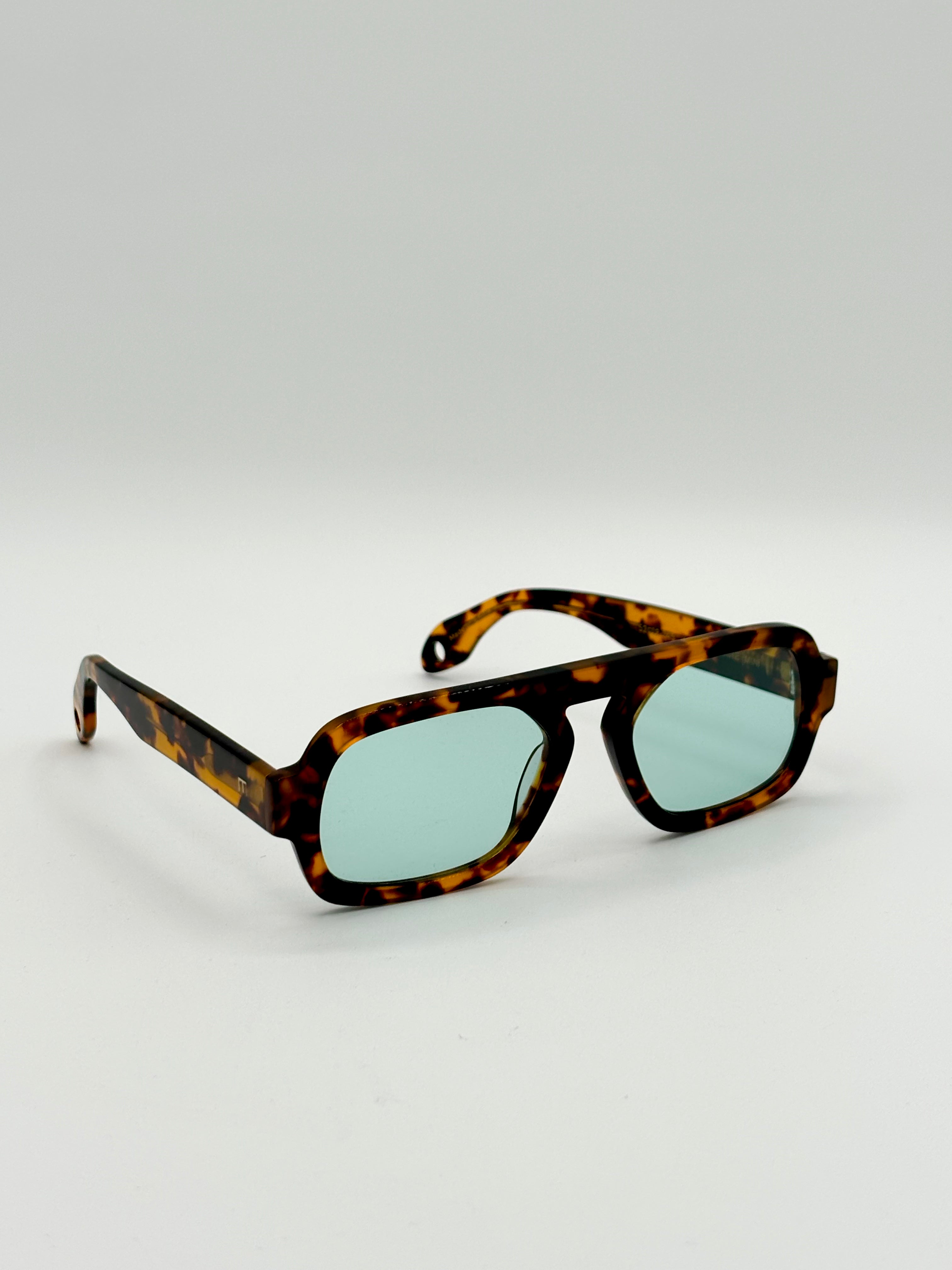 Jane Mini Sunglasses in Brown Tortoise with Blue Lenses