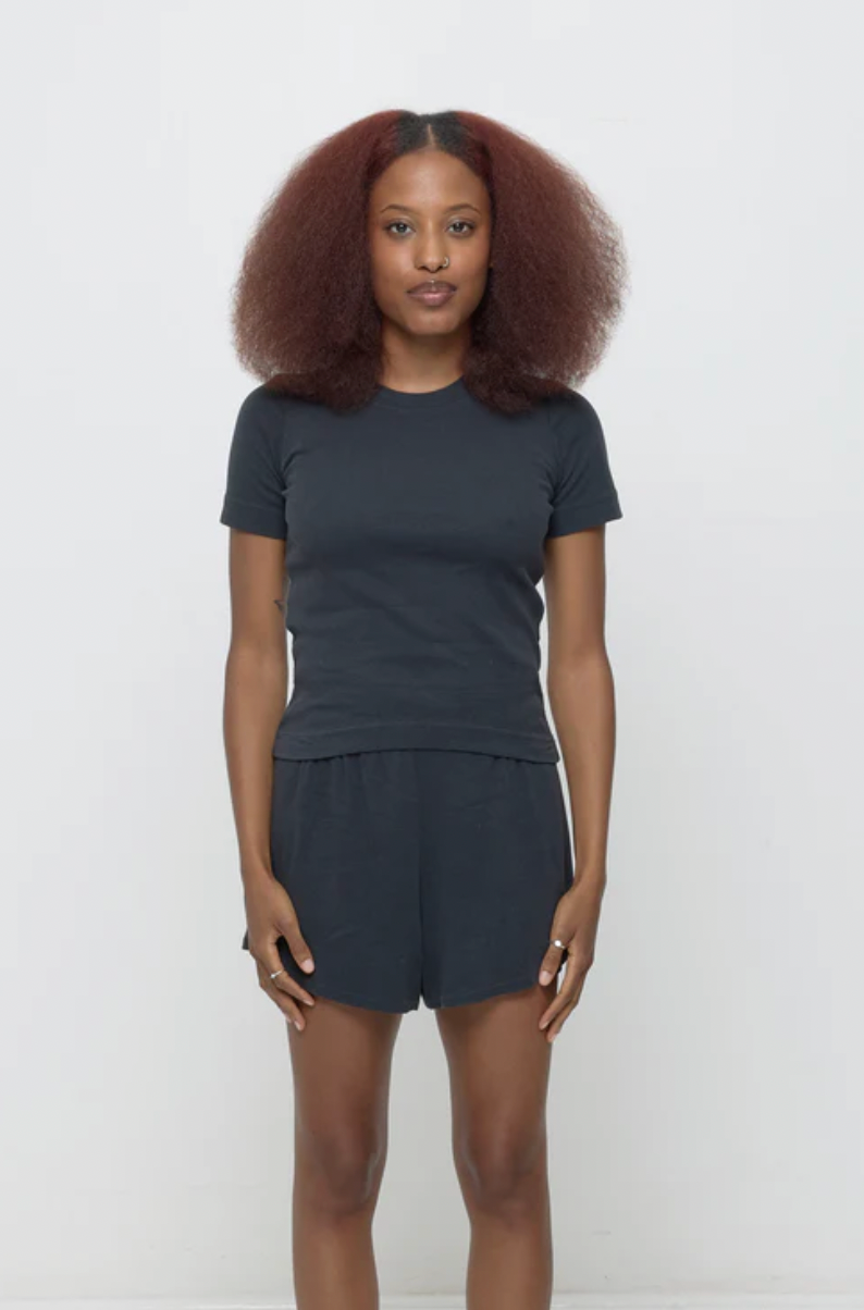 Rib Short Sleeve in Slate