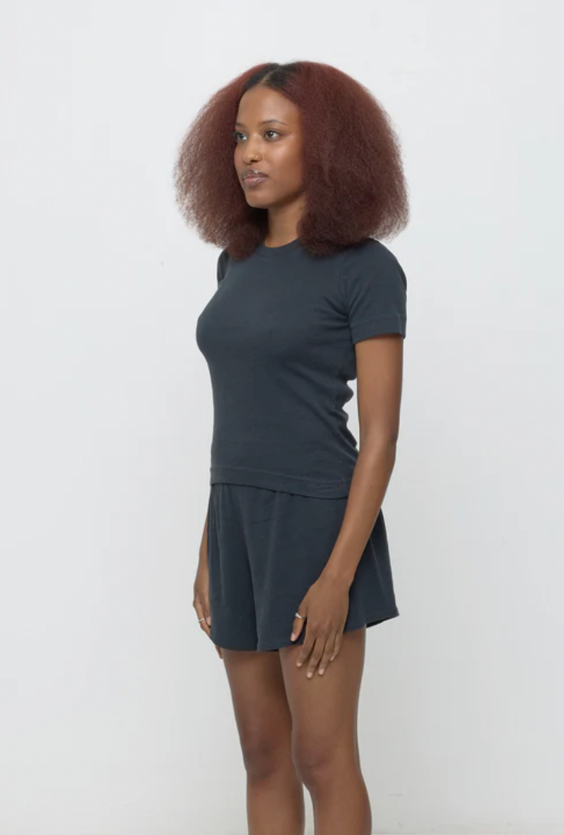 Rib Short Sleeve in Slate