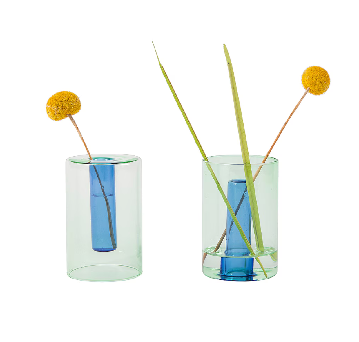 Small Reversible Glass in Blue and Green