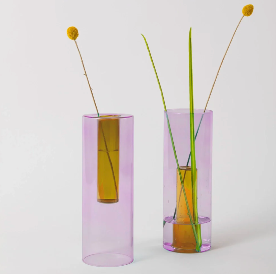 Tall Reversible Vase in Lilac and Peach