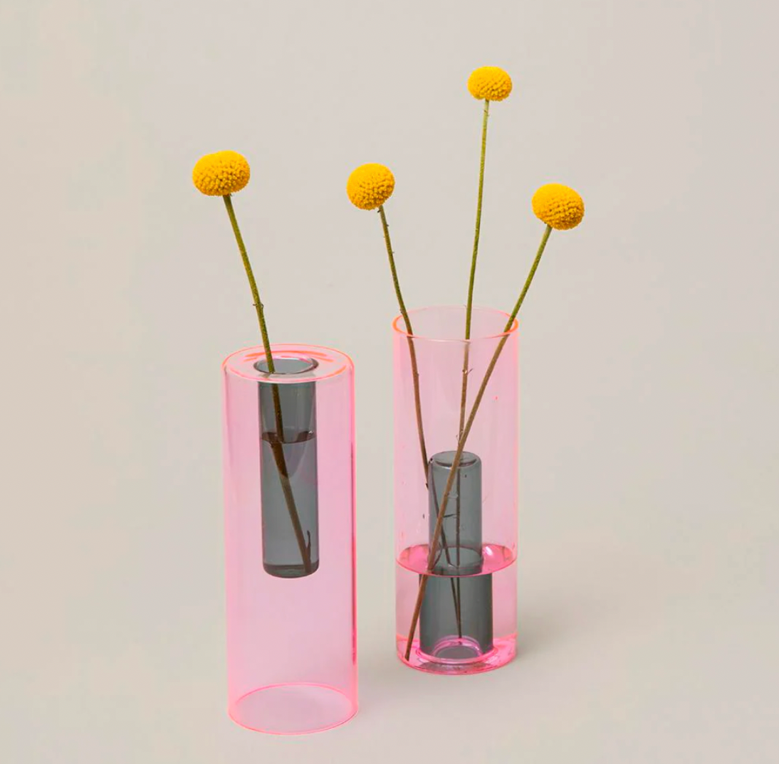 Tall Reversible Vase in Pink and Green